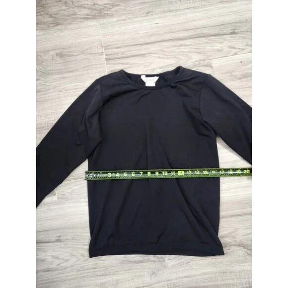 Natural Reflections Black Long Sleeve Top Womens L Stretch Basic Crew Neck - Picture 7 of 7